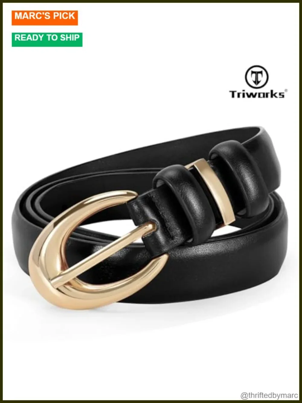 3 Pack Faux Leather Belt with Gold Buckle for Women